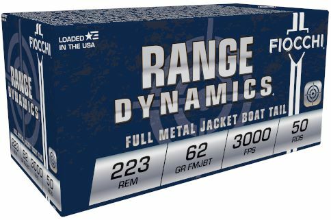 Fiocchi Range Dynamics .223 Rem, 62 Grain Full Metal Jacket Boat-Tail Rifle Ammo, 50-Rd