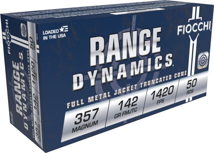 Fiocchi Range Dynamics .357 Mag, 142 Grain Full Metal Jacket Truncated Cone Pistol Ammo, 50-Rd