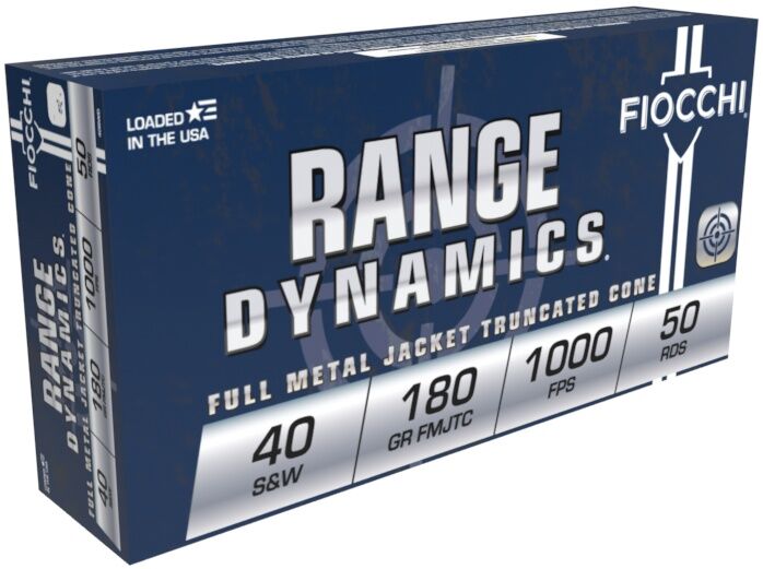 Fiocchi Range Dynamics .40 S&W, 180 Grain Full Metal Jacket Truncated Cone Pistol Ammo, 50-Rd