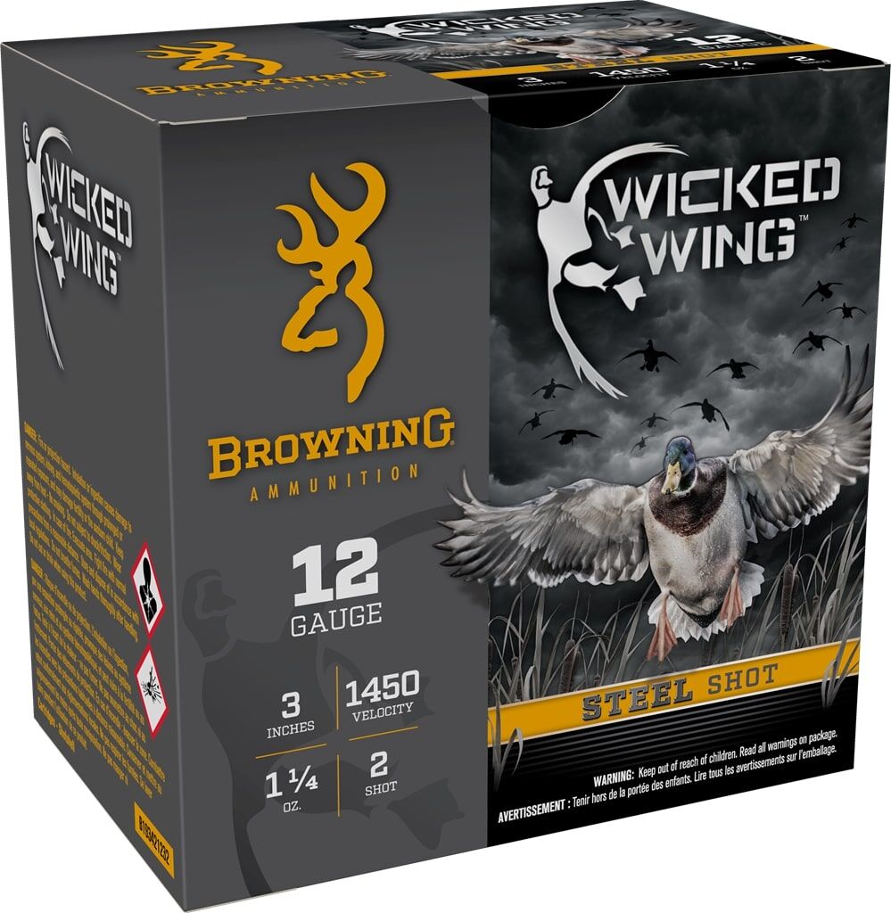 Browning Wicked Wing 12 Gauge 3" #2 Shot, 1 1/4-Oz, 25-Rd