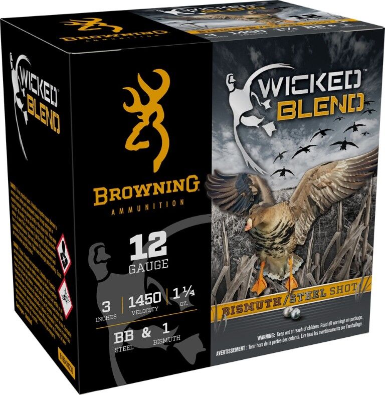 Browning Wicked Blend 12 Guage 3" BB Steel & #1 Bismuth Shot, 1 1/4-Oz, 25-Rd