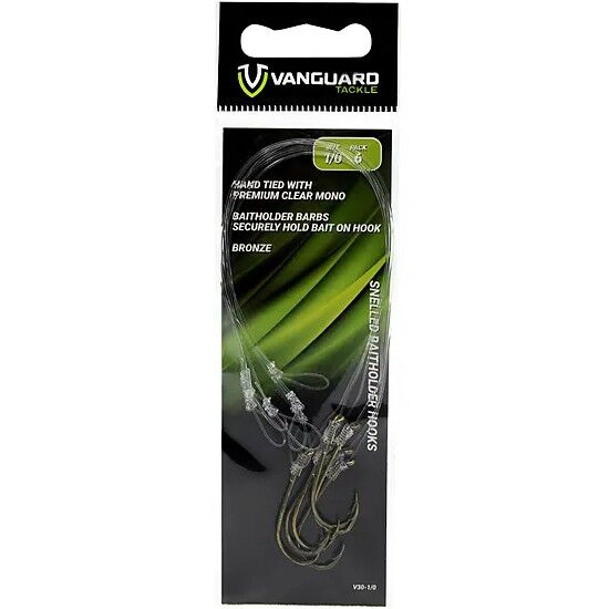 Vanguard Tackle Bronze Snelled Baitholder Hooks, #10, 6-Pk