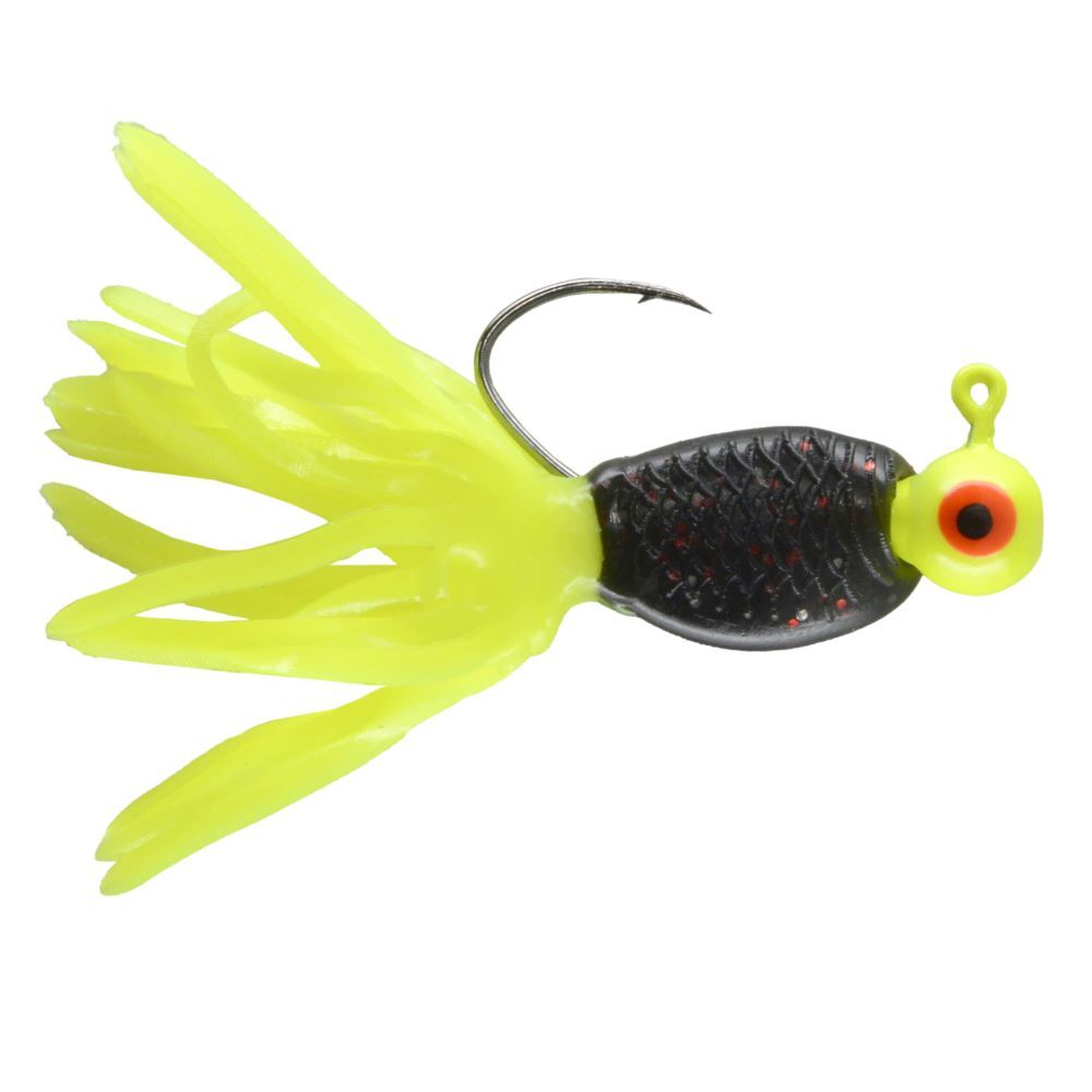 Chubbs Lures Panfish Broom Tail Chartreuse/Black, 1/16-Oz, 3-Pk