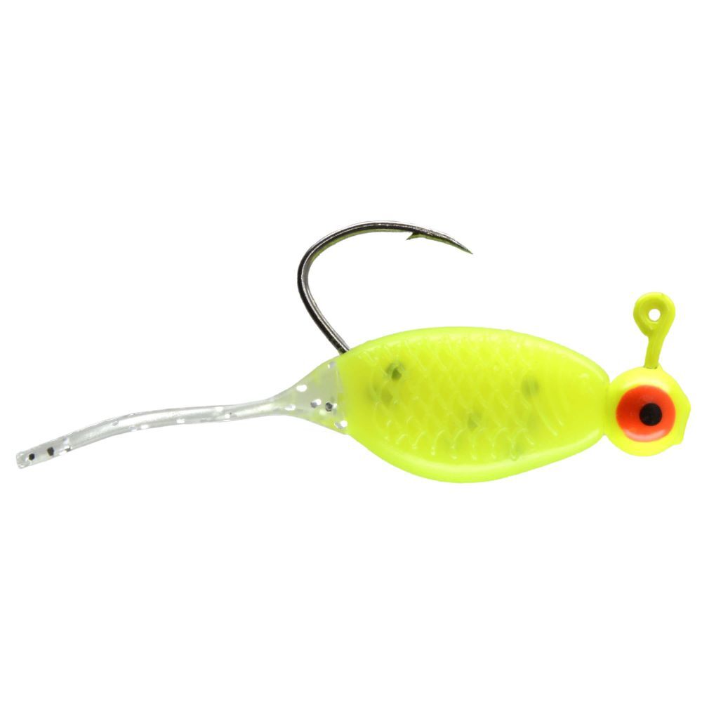Chubbs Lures Panfish Pin Tail Shad Chartreuse/Black Flake, 1/32-Oz, 3-Pk