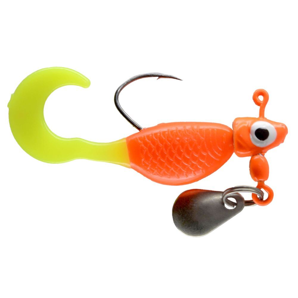 Chubbs Lures Panfish Wiggler Orange/Chartreuse, 1/16-Oz, 3-Pk