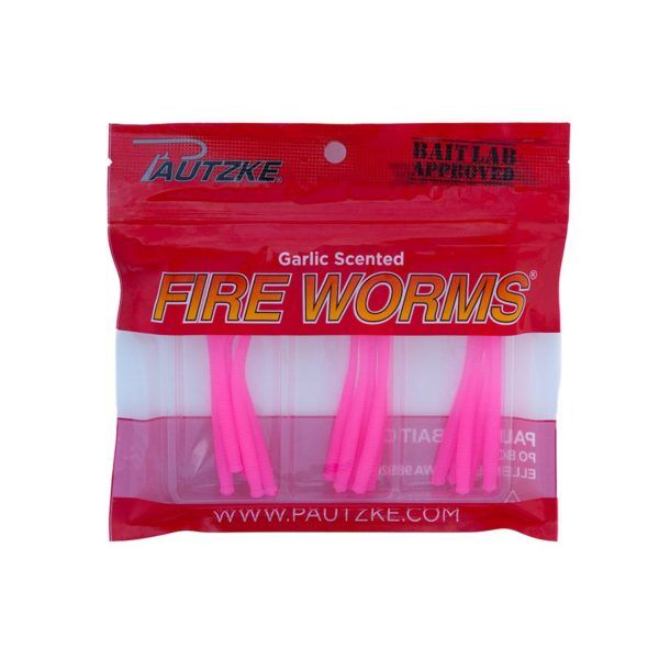 Pautzke Soft Bait Garlic Scented Pink Fire Worms, 15-Pk