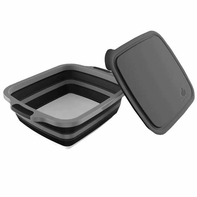 Collapsible BBQ Prep Tub And Cutting Board With Lid - Pit Master Black