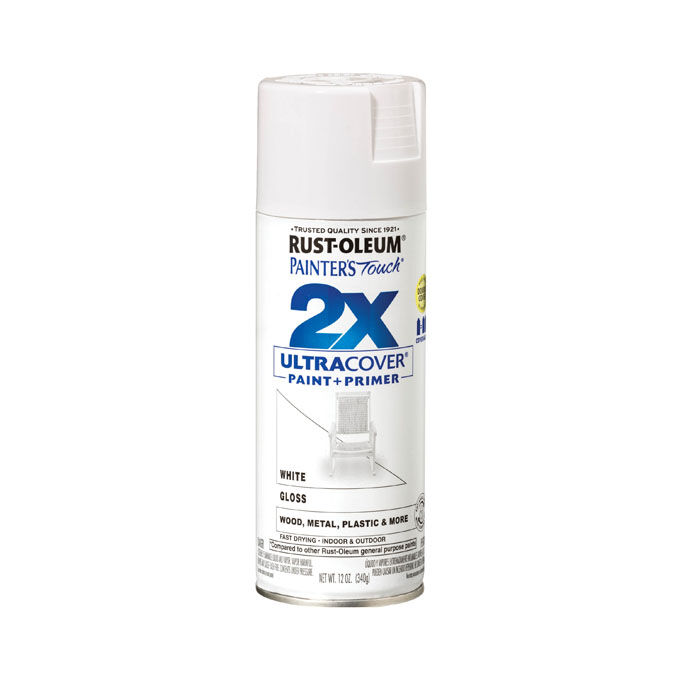 Rust-Oleum Painter's Touch 2X Ultra Cover Spray Paint Gloss White, 12-Oz