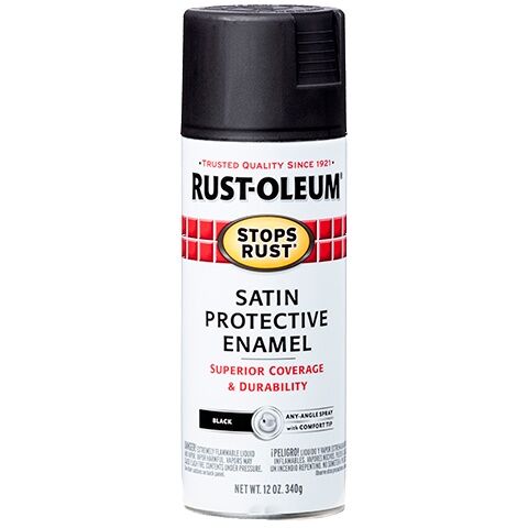 Rust-Oleum Stops Rust Satin Black Spray Paint, 12-Oz