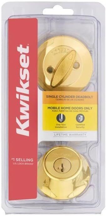 Kwikset Polished Brass SmartKey Security Single Cylinder Deadbolt