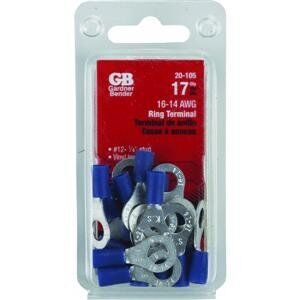 Gardner Bender Vinyl-Insulated Ring Terminals, #16-#14 AWG, 17-Pk