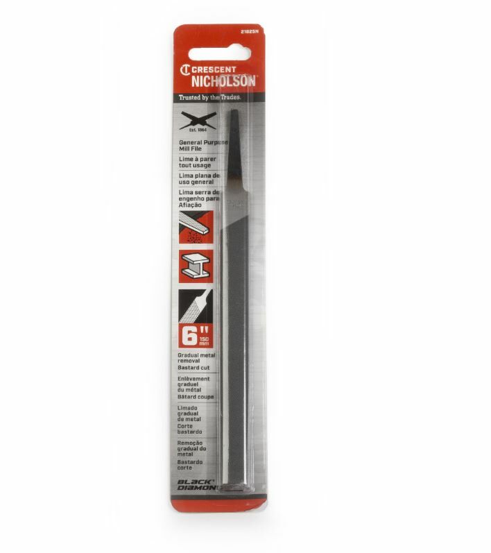 Apex Cooper Flat Single Cut Bastard Mill File - Silver, 6 in