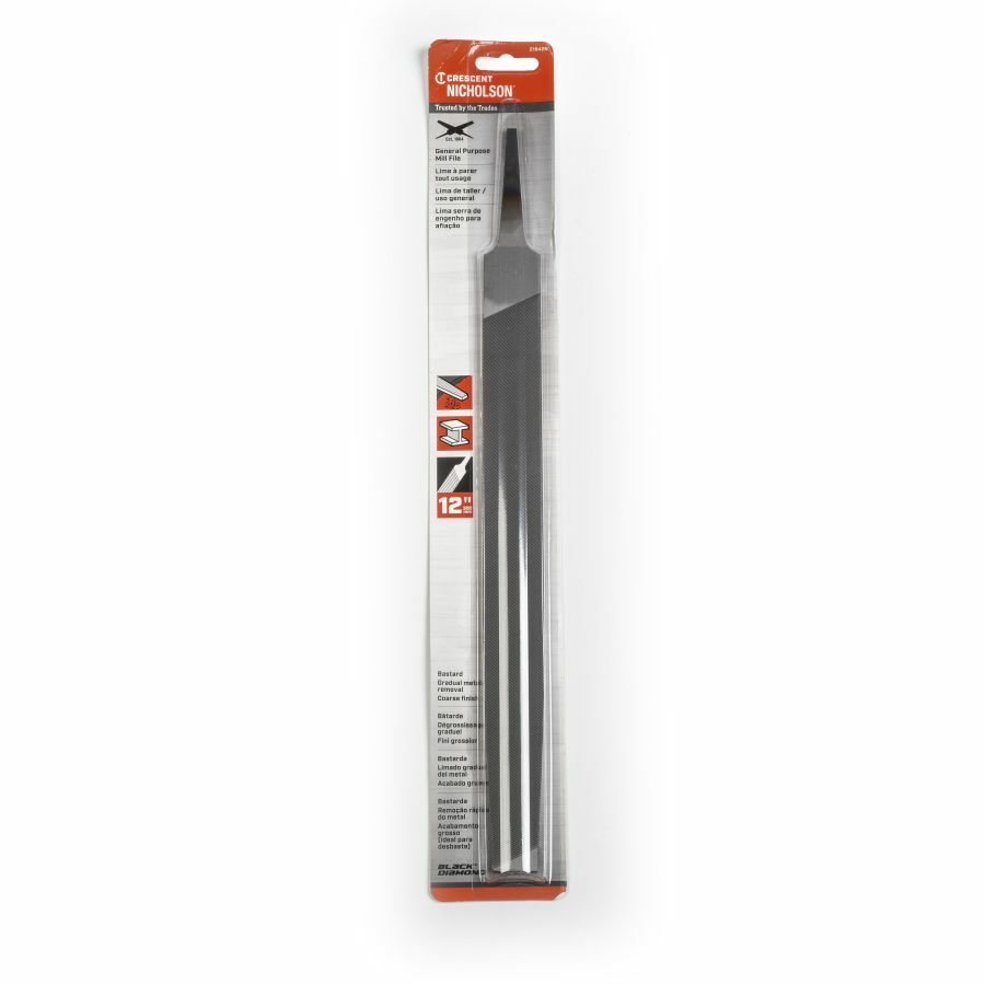 Apex Cooper Flat Single Cut Bastard Mill File - Silver, 12 in