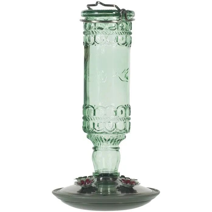 Perky-Pet Green Antique Glass Bottle Hummingbird Feeder, 10 Oz