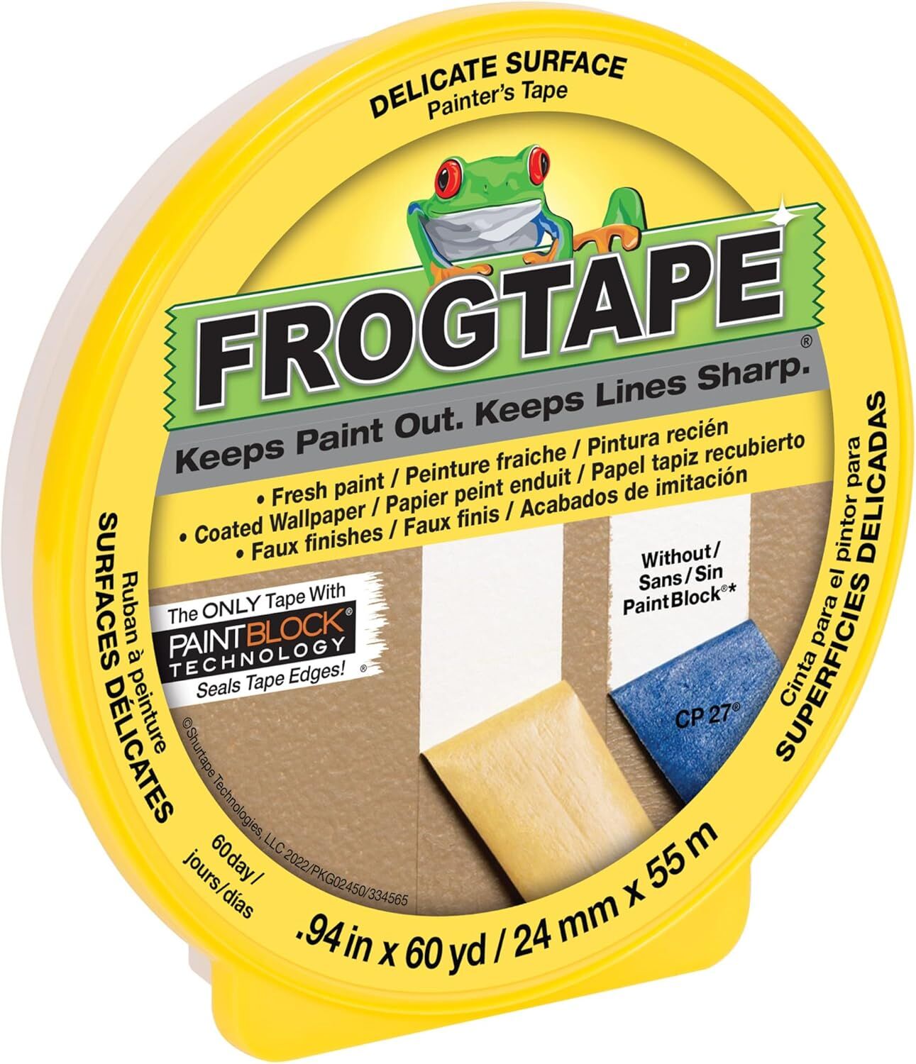 FrogTape Delicate Surface Painter's Tape, 0.94-In x 60-Yd