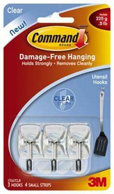 3M 3 Pack Clear Wire Hook With Clear Adhesive