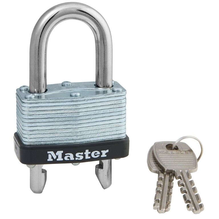 Master Lock Laminated Steel Warded Padlock With Adjustable Shackle, 1 3/4-In