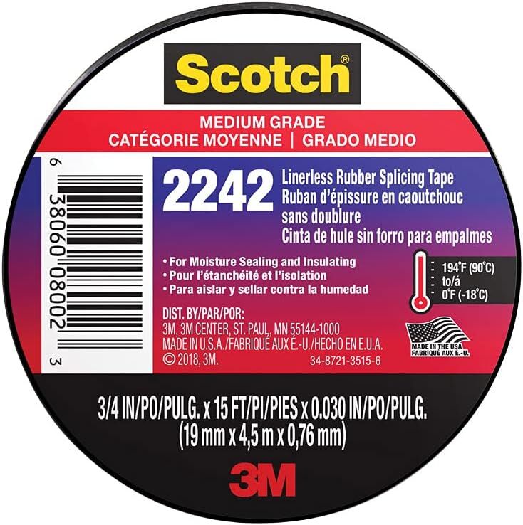Scotch Black Rubber Electrical Tape, 3/4-In x 15-Ft