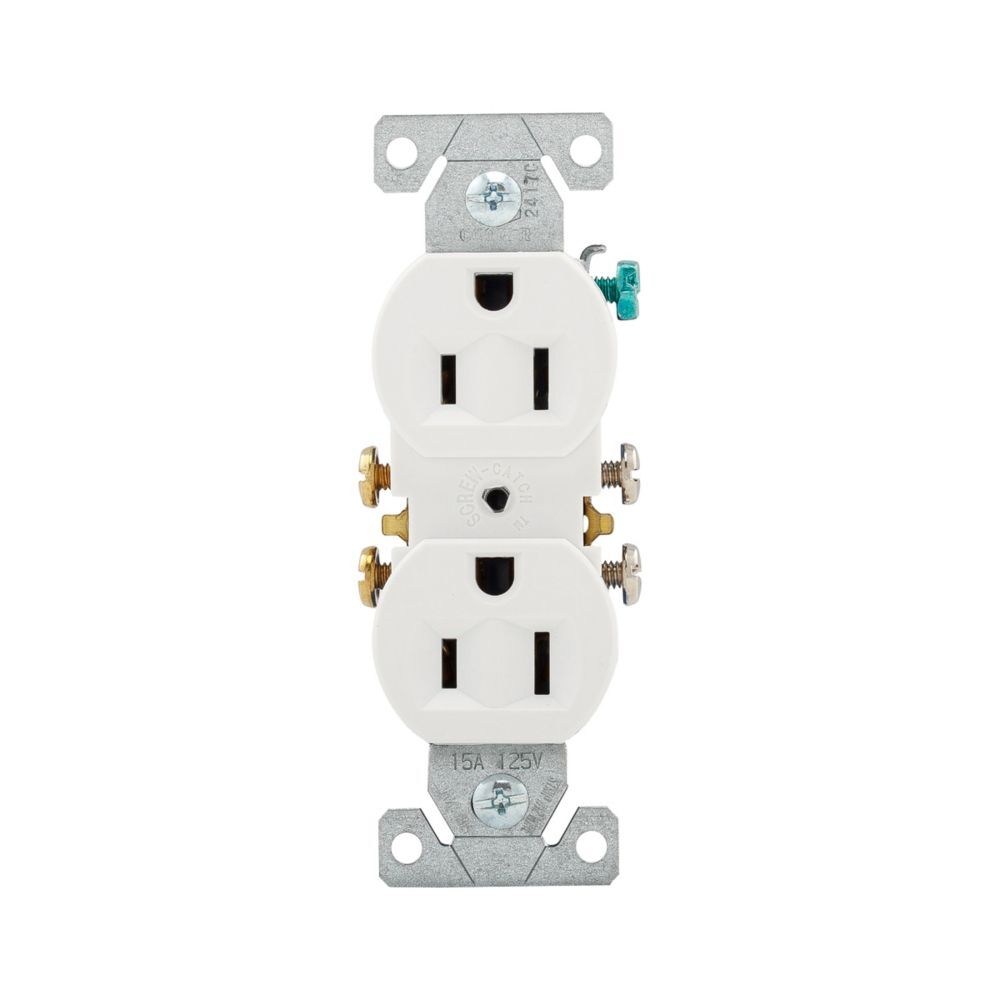 Eaton 270W Residential Grade Duplex Receptacle, 14-10 Gauge, 15-A, 125-V