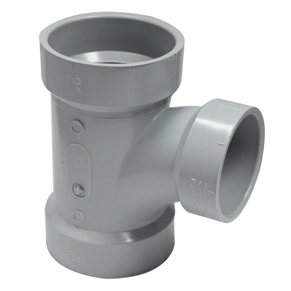 Canplas PVC DWV Sanitary Tee, 2-In Hub x 2-In Hub x 1 1/2-In Hub