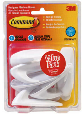 3M 18 Pack Medium Designer Hooks & Adhesive Strips