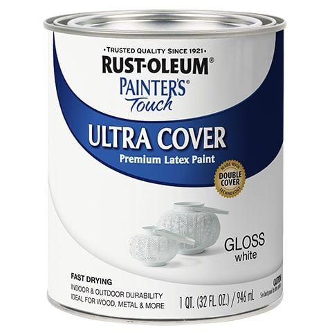 Rust-Oleum Painter’s Touch Ultra Cover Premium Latex Paint Gloss White, 1-Qt