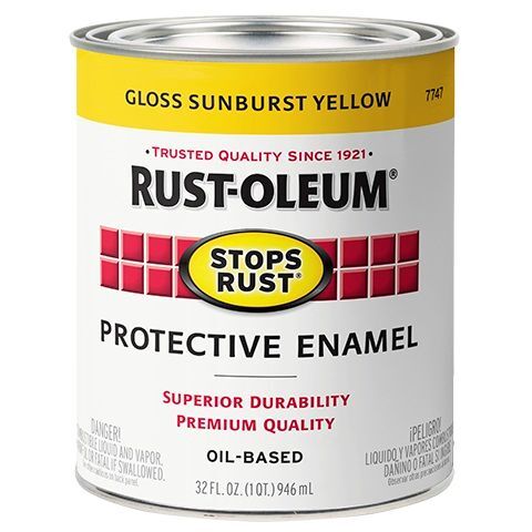 Stops Rust Brush-On Paint Gloss Sunburst Yellow, 1-Qt