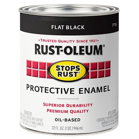 Rust-Oleum Stops Rust Protective Enamel Paint Flat Black, 1-Qt
