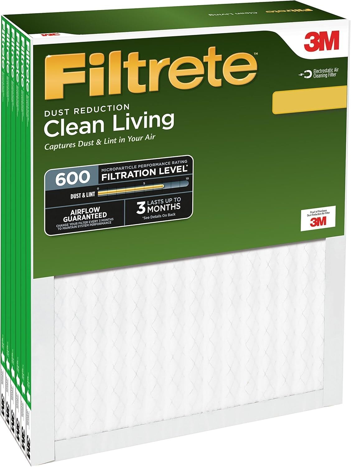 Filtrete MPR 600 MERV 6 Clean Living Dust Reduction AC/Furnace Filter, 1-In x 14-In x 25-In