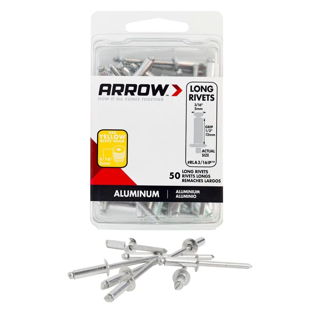 Arrow Fastener RLA3/16IP Long Aluminum Pop Rivets, 3/16-In, 50-Pk