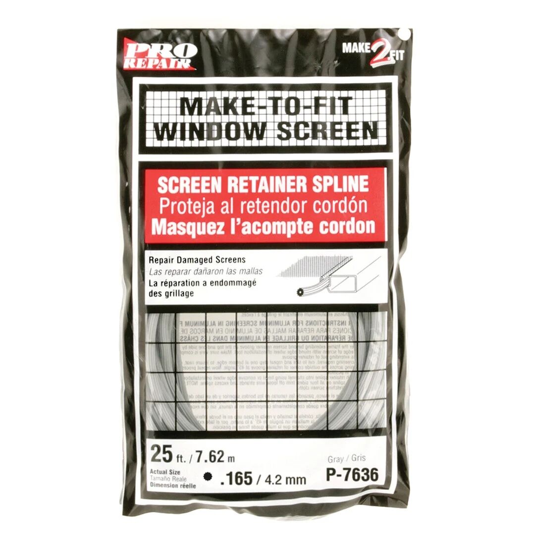 Prime-Line Gray Make-To-Fit Window Spline, 0.165-In x 25-Ft