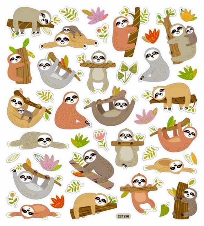 Sticker King Sloths Hanging Out Sticker Sheet - Multi, 3 +, 8 in X 8.25 in