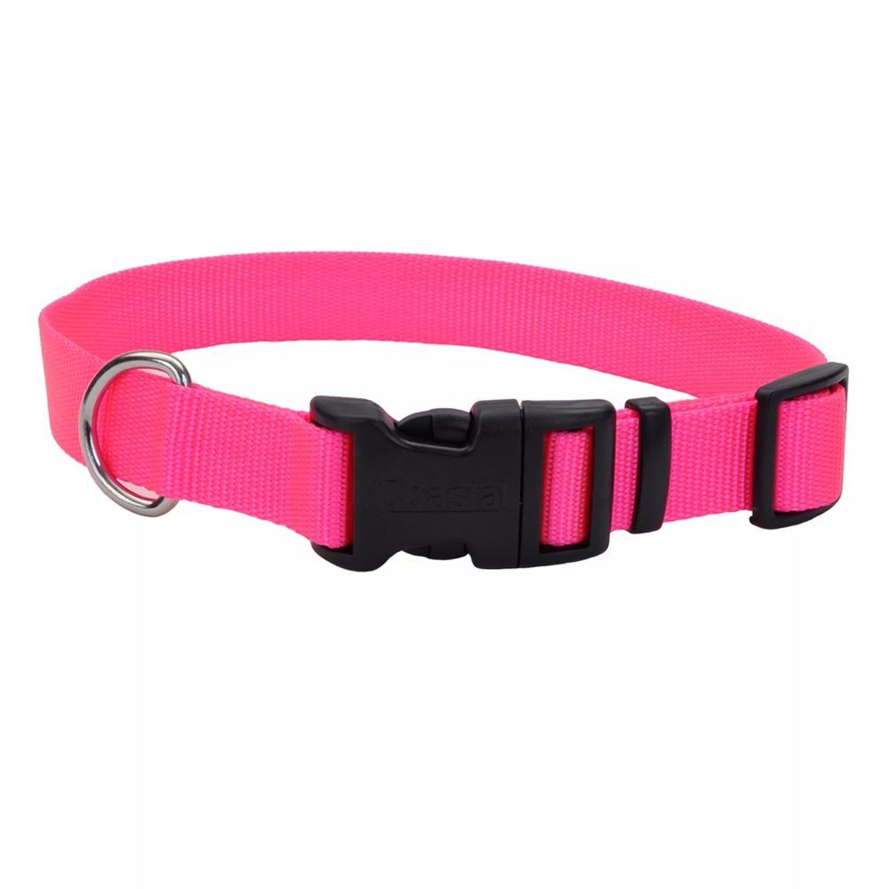 Coastal Pet Products Medium Neon Pink Adjustable Dog Collar with Plastic Buckle