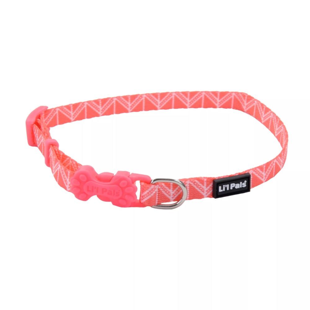 Li'l Pals Small Pink Tribal Chevron Adjustable Patterned Dog Collar