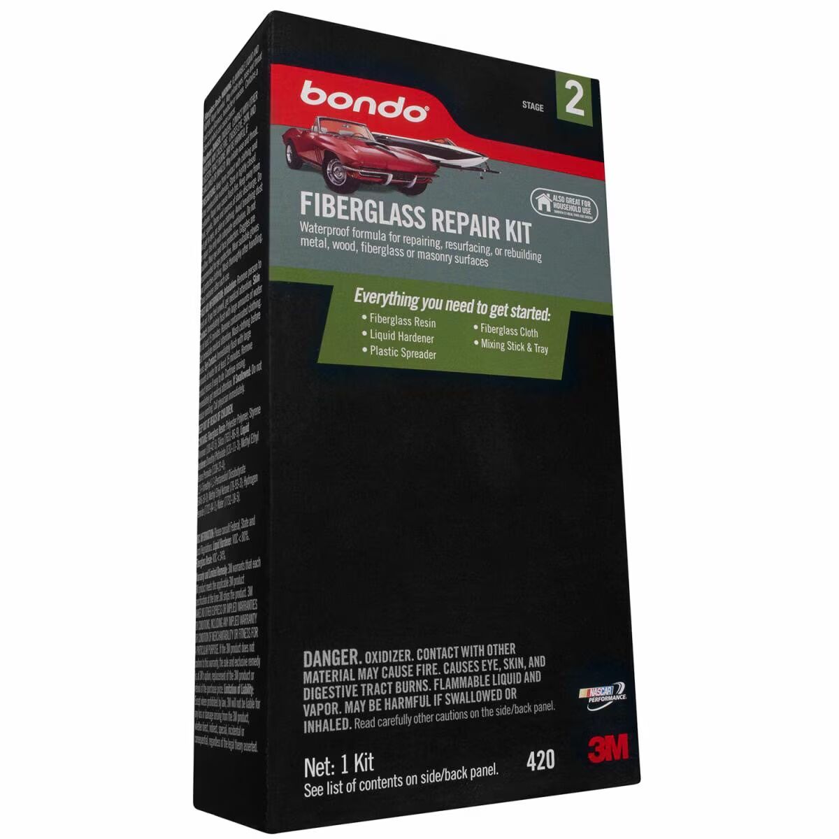 3M Bondo Fiberglass Resin Repair Kit, 1-Qt
