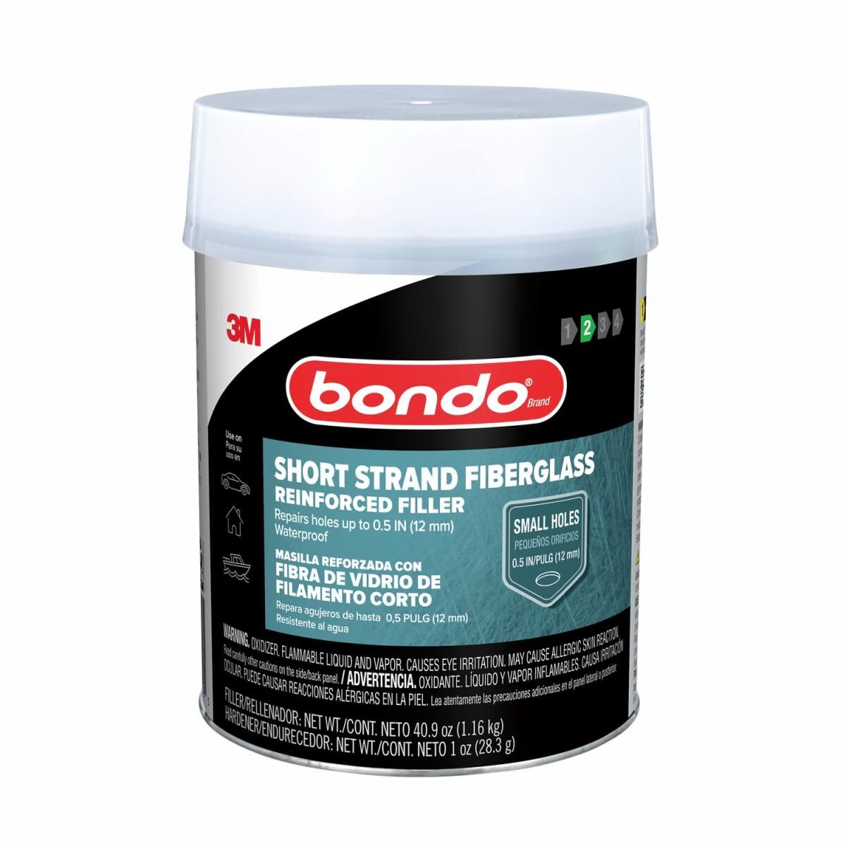 3M Bondo Short Strand Fiberglass Reinforced Filler, 1-Qt