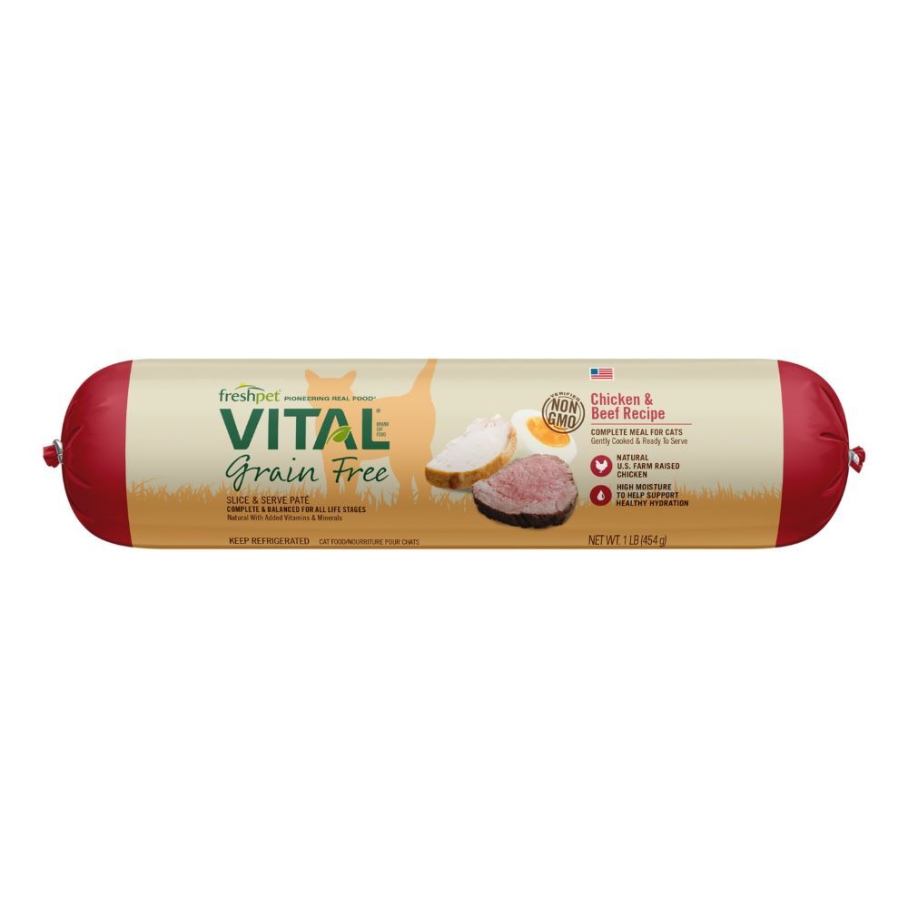 Freshpet Vital Grain Free Chicken & Beef Recipe Cat Food, 1-Lb