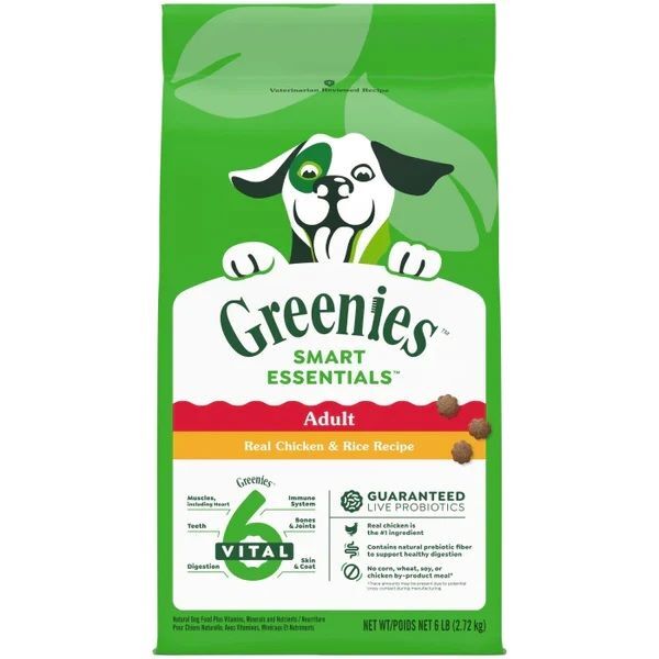 Greenies Smart Essentials Adult High Protein Real Chicken & Rice Recipe Dog Food, 6-Lb