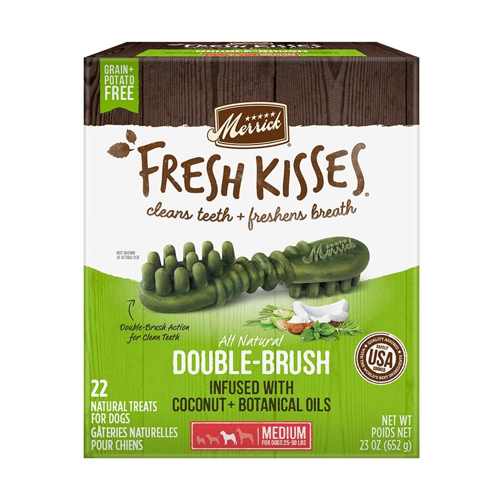 Merrick Fresh Kisses Infused with Coconut Oil + Botanical Oils for Medium Dogs Dental Chews, 22-Ct