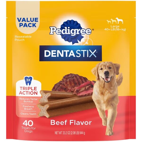 Pedigree DENTASTIX Beef Flavor Large Dog Treats, 40-Ct