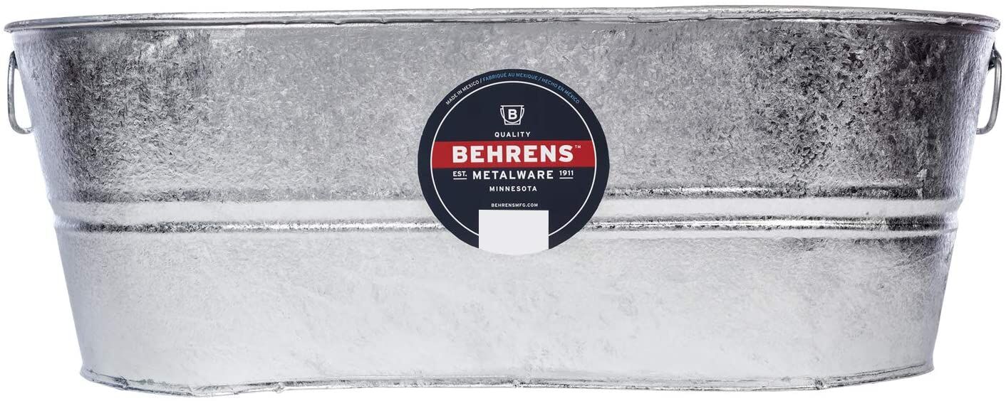Behrens Hot Dipped Steel Oval Tub, 10.5-Gal