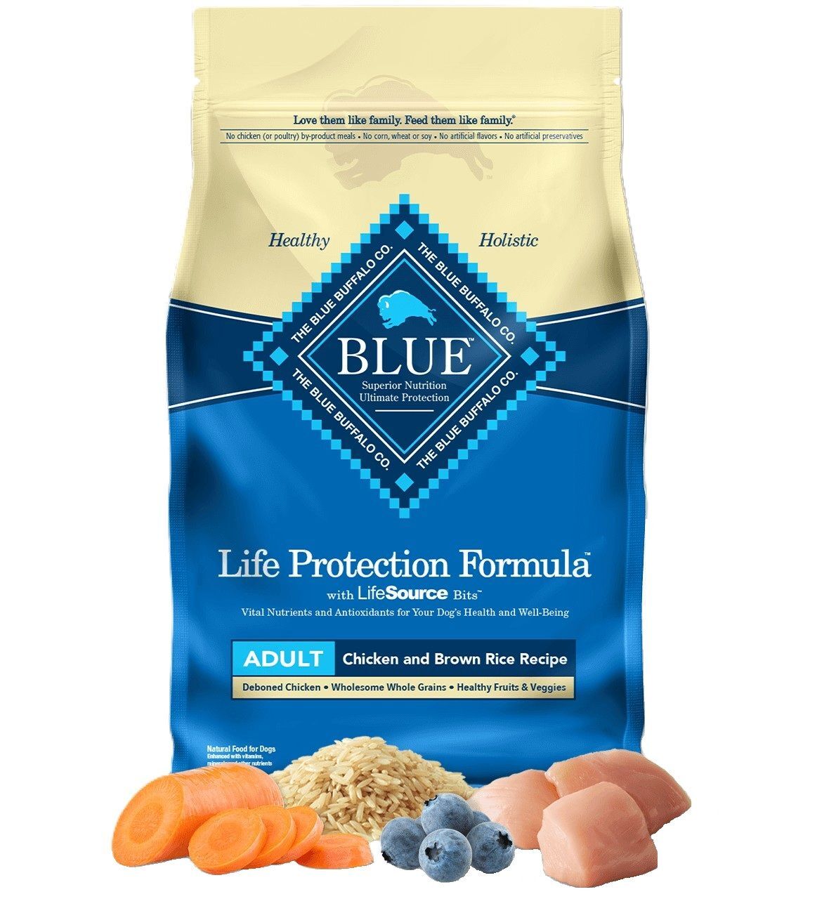 Blue Buffalo Life Protection Formula Adult Dog Chicken and Brown Rice Recipe Dog Food, 30-Lb