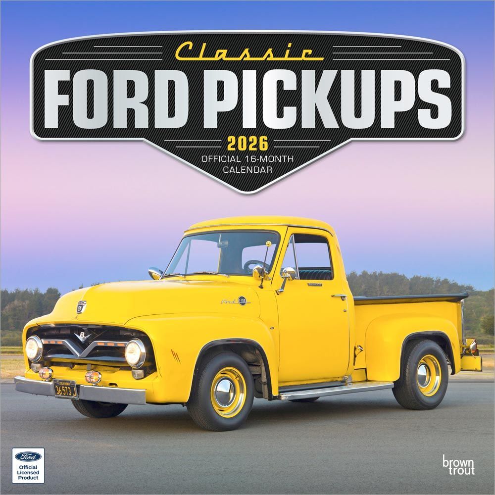 Brown Trout Publisher 2026 Classic Ford Pickups Monthly Square Wall Calendar, 12-In x 24-In