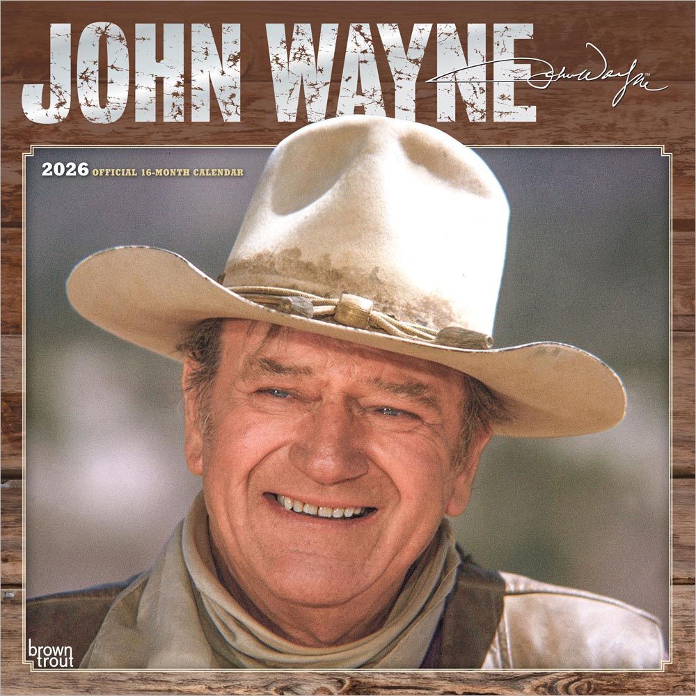 Brown Trout Publisher 2026 John Wayne Monthly Square Wall Calendar, 12-In x 24-In