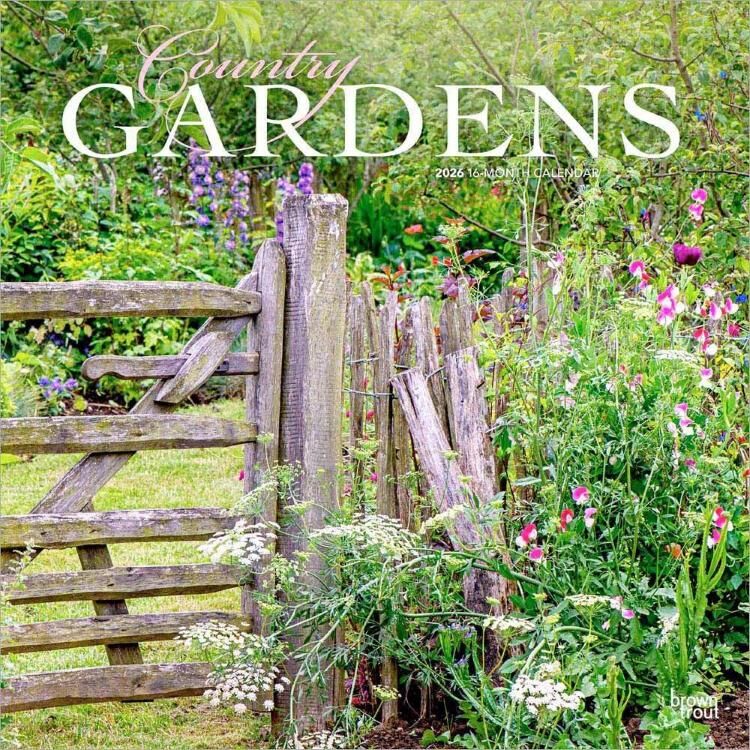 Brown Trout Publisher 2026 Country Gardens Monthly Square Wall Calendar, 12-In x 24-In