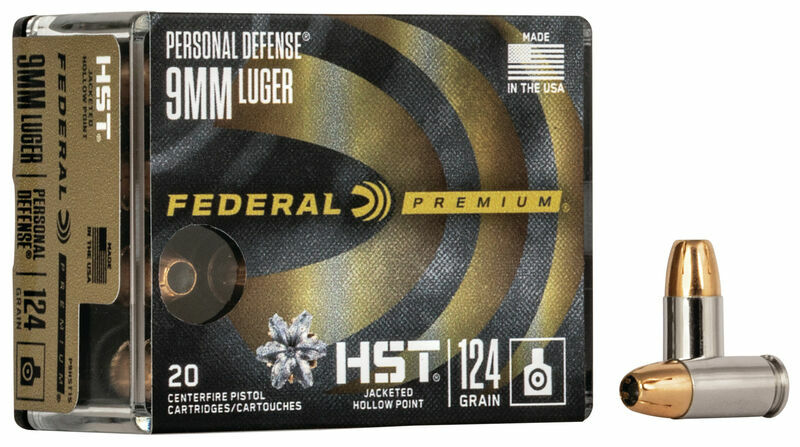 Federal Personal Defense 9mm, 124 Grain HST Jacketed Hollow Point Pistol Ammo, 20-Rd
