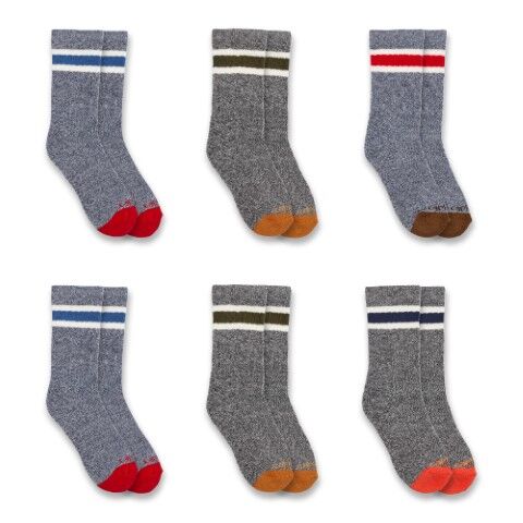 Carhartt Kids' Midweight Camp Crew Sock 6-Pk in Navy/Black Heather