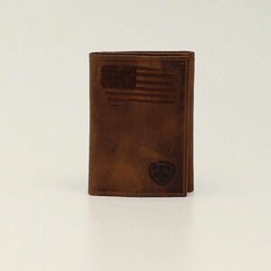 M & F Western Men's Ariat Distressed USA Flag Tri-Fold Wallet