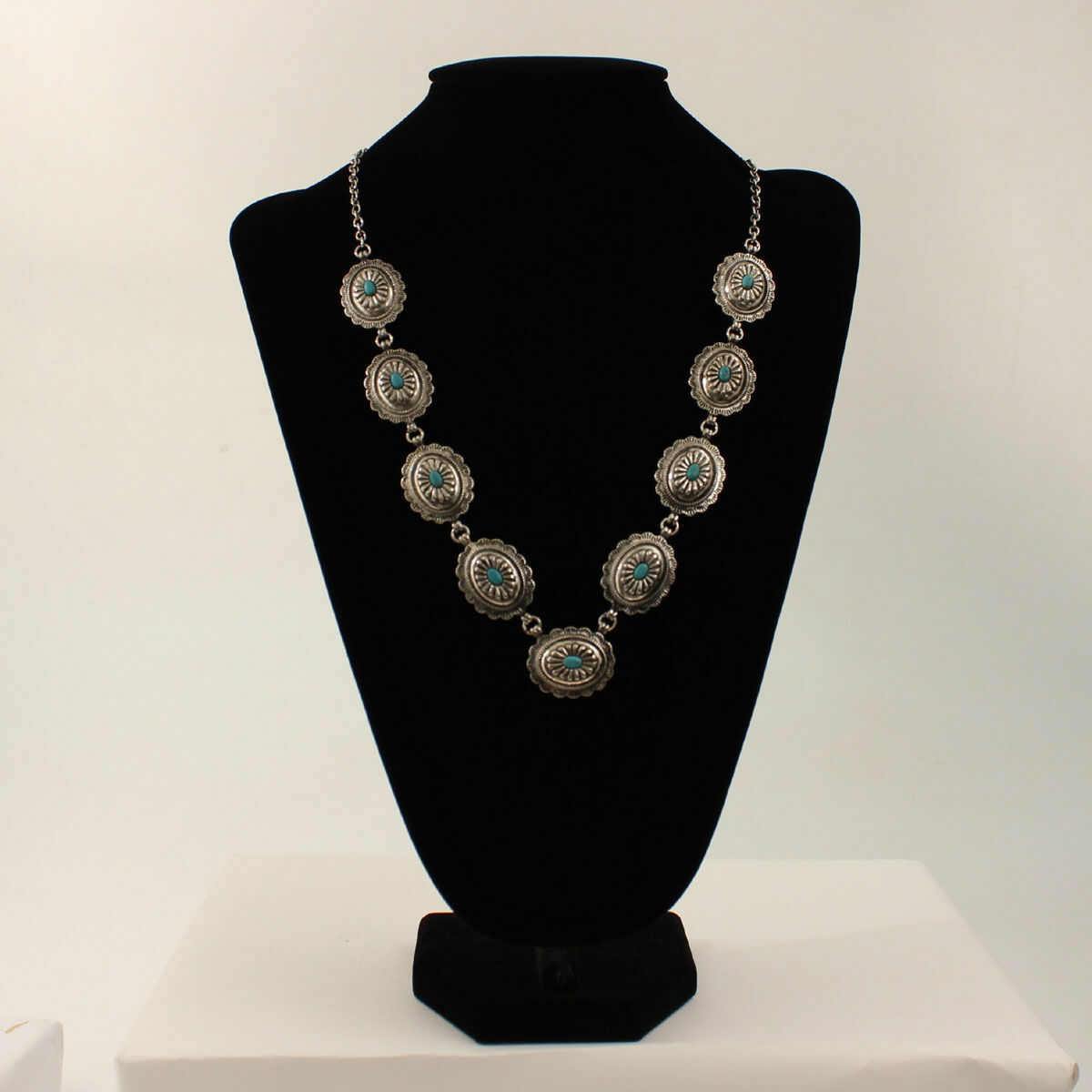 Antique Silver Conchos Necklace