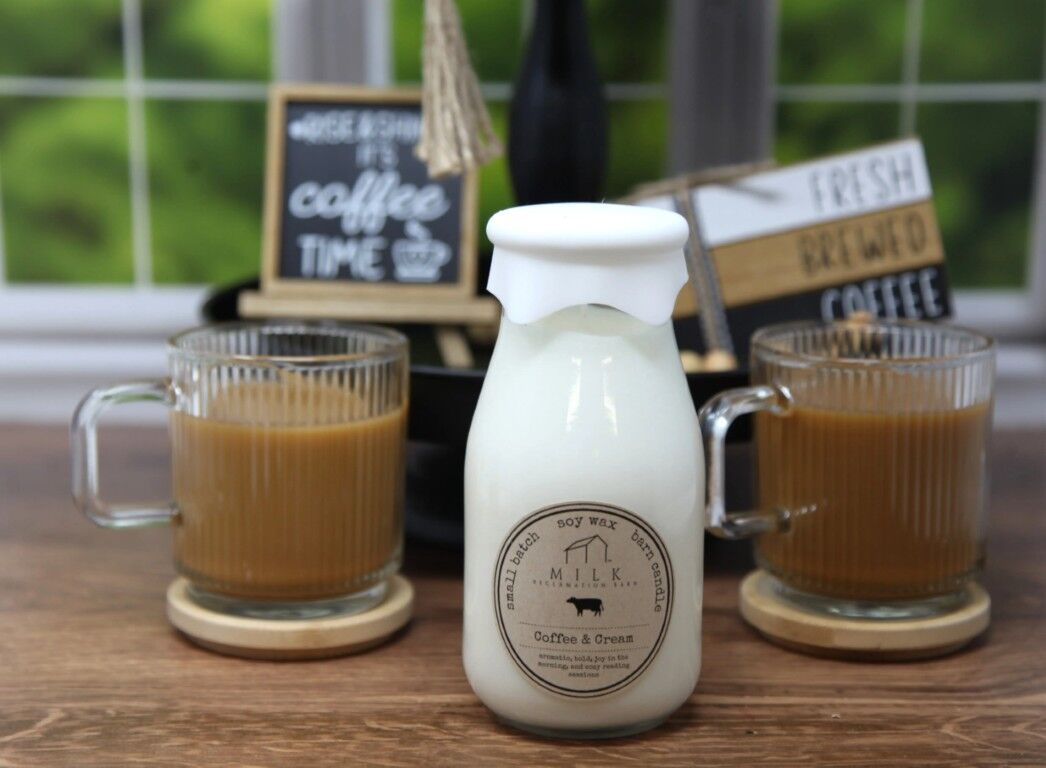 Milk Reclamation Coffee & Cream Scent Milk Bottle Candle, 13-Oz